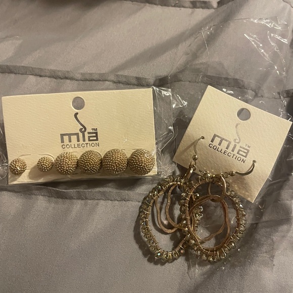Brand New MIA Collection Gold Hoops and Ball Earrings Set Business Party Casual - Picture 1 of 4